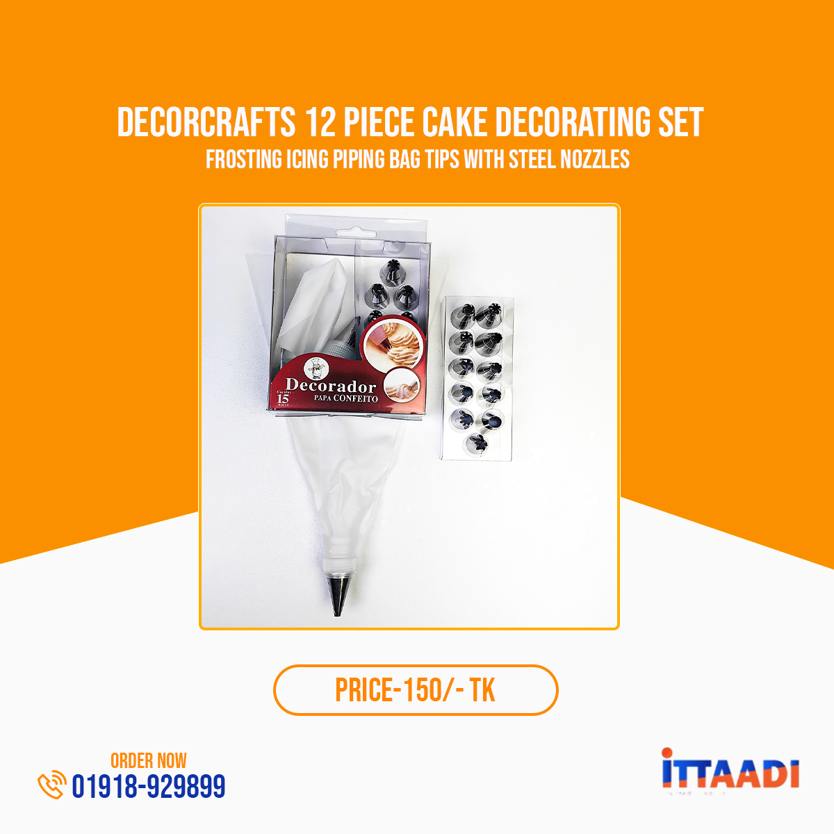 Cake Decoration Nozzle Set – 12 Piece Stainless Steel Icing Tips | Baking Tools | ittaadi